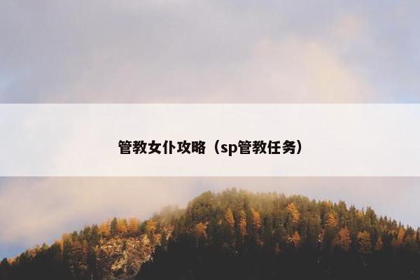 管教女仆攻略（sp管教任务）