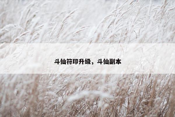 斗仙符印升级，斗仙副本
