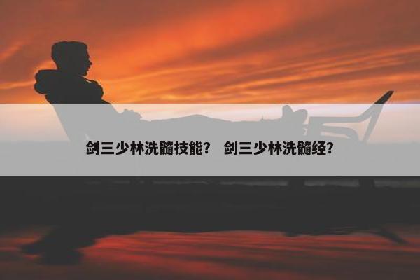 剑三少林洗髓技能？ 剑三少林洗髓经？