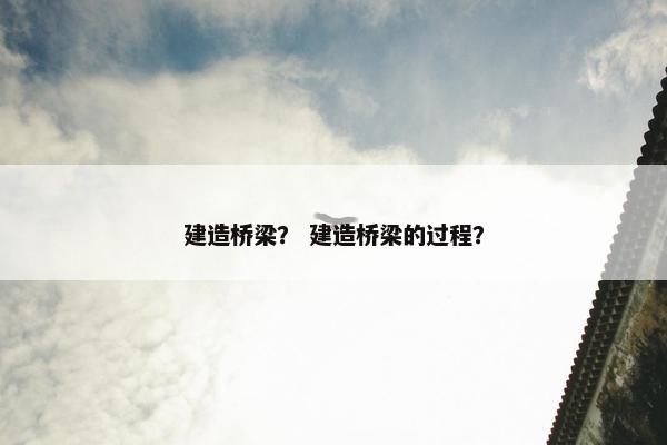 建造桥梁？ 建造桥梁的过程？
