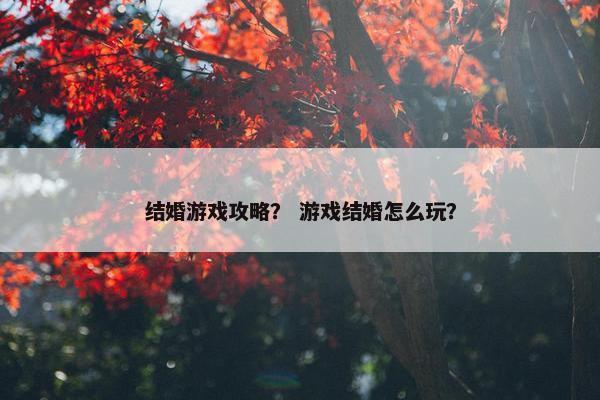 结婚游戏攻略？ 游戏结婚怎么玩？