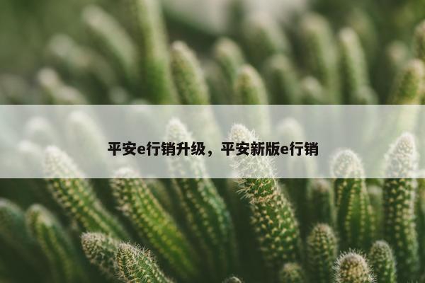 平安e行销升级，平安新版e行销