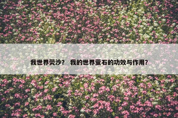 我世界荧沙？ 我的世界萤石的功效与作用？