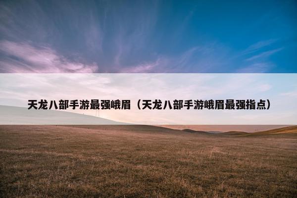 天龙八部手游最强峨眉（天龙八部手游峨眉最强指点）