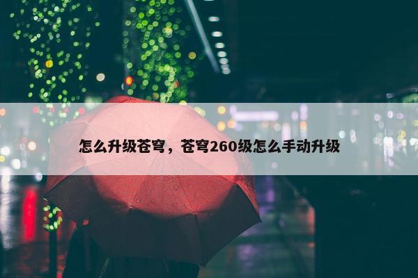 怎么升级苍穹，苍穹260级怎么手动升级