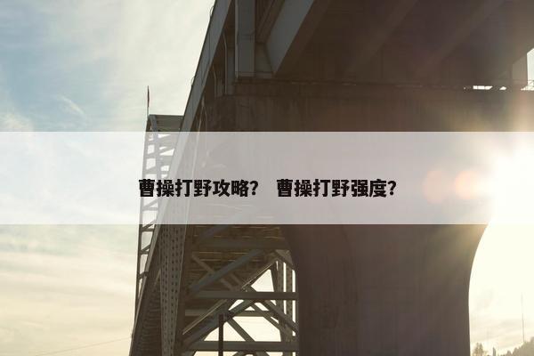 曹操打野攻略？ 曹操打野强度？