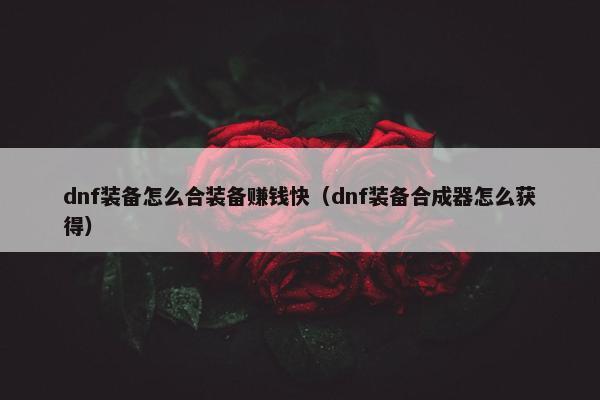 dnf装备怎么合装备赚钱快（dnf装备合成器怎么获得）