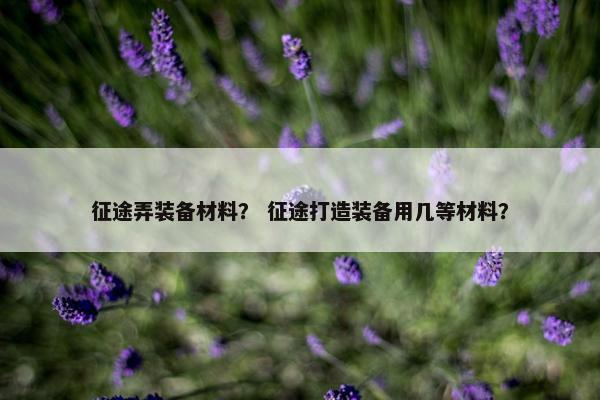 征途弄装备材料？ 征途打造装备用几等材料？