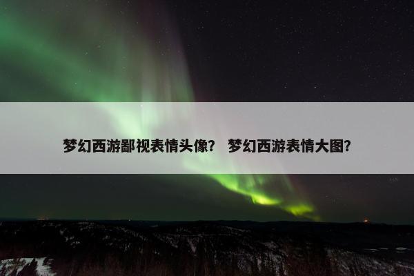 梦幻西游鄙视表情头像？ 梦幻西游表情大图？