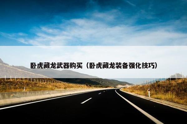 卧虎藏龙武器购买（卧虎藏龙装备强化技巧）