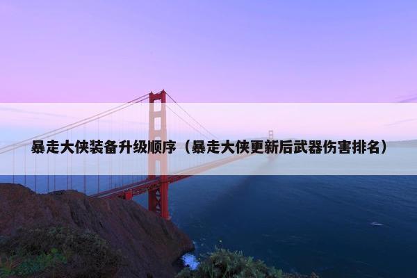暴走大侠装备升级顺序（暴走大侠更新后武器伤害排名）