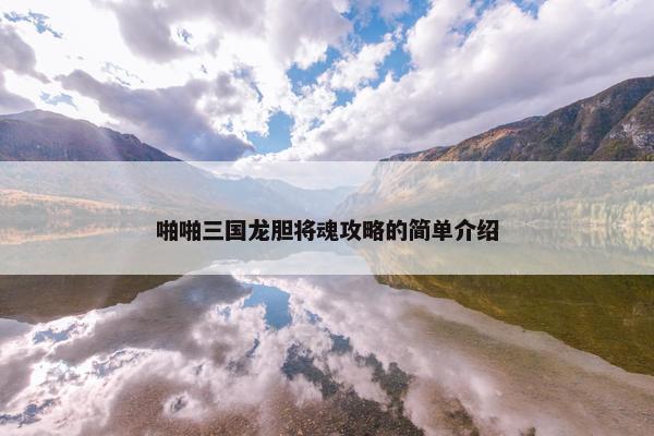啪啪三国龙胆将魂攻略的简单介绍
