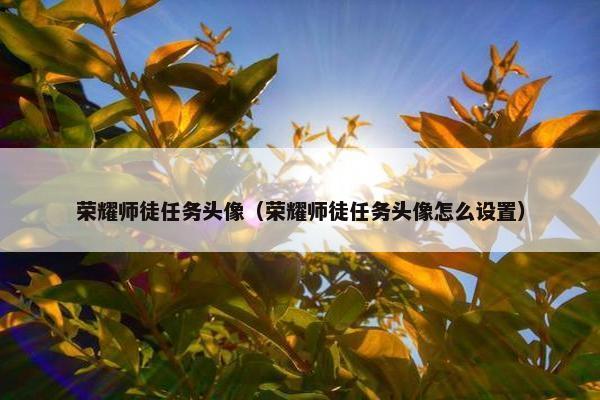 荣耀师徒任务头像（荣耀师徒任务头像怎么设置）