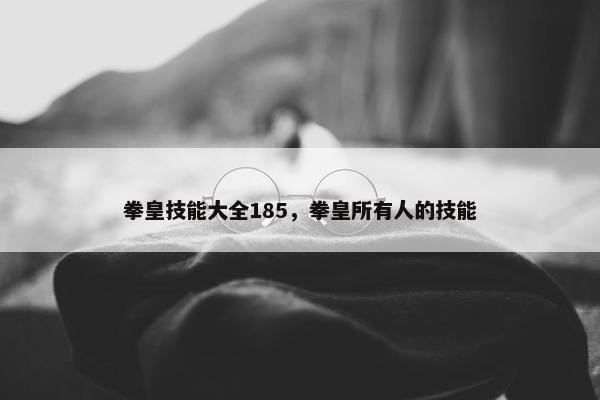 拳皇技能大全185，拳皇所有人的技能