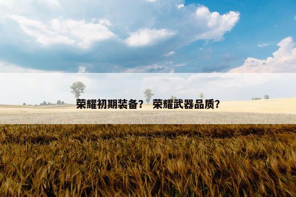 荣耀初期装备？ 荣耀武器品质？
