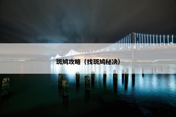 斑鸠攻略（找斑鸠秘决）
