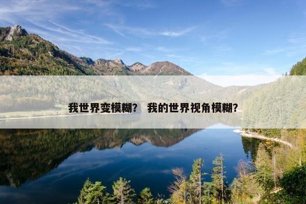 我世界变模糊？ 我的世界视角模糊？