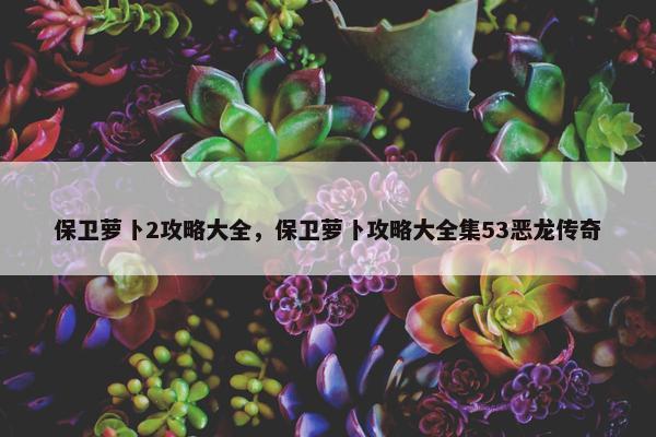 保卫萝卜2攻略大全，保卫萝卜攻略大全集53恶龙传奇
