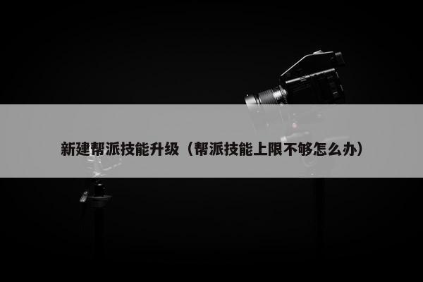 新建帮派技能升级（帮派技能上限不够怎么办）